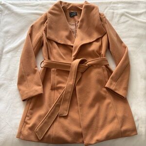 Women's Tan Belted Camel Coat